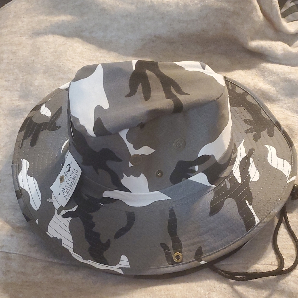 Black, Gray and White Camouflage Bucket Hat-large
